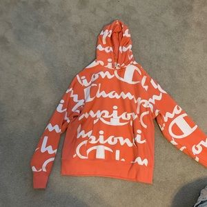 Coral Champion Hoodie, gently used, baggy